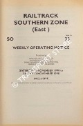 Book cover of Weekly Operating Notice containing Temporary Speed Restrictions, Engineering Arrangements, Signalling & Permanent Way Alterations, General Instructions and Notices, 7 to 13 November 1998 by Railtrack Southern (East)